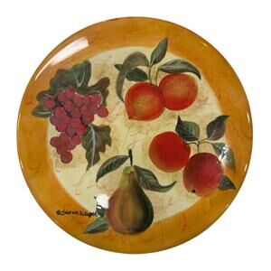 Susan Winget Hand Painted Fruit Ceramic Plate 10.5” Trivet Stand Platter